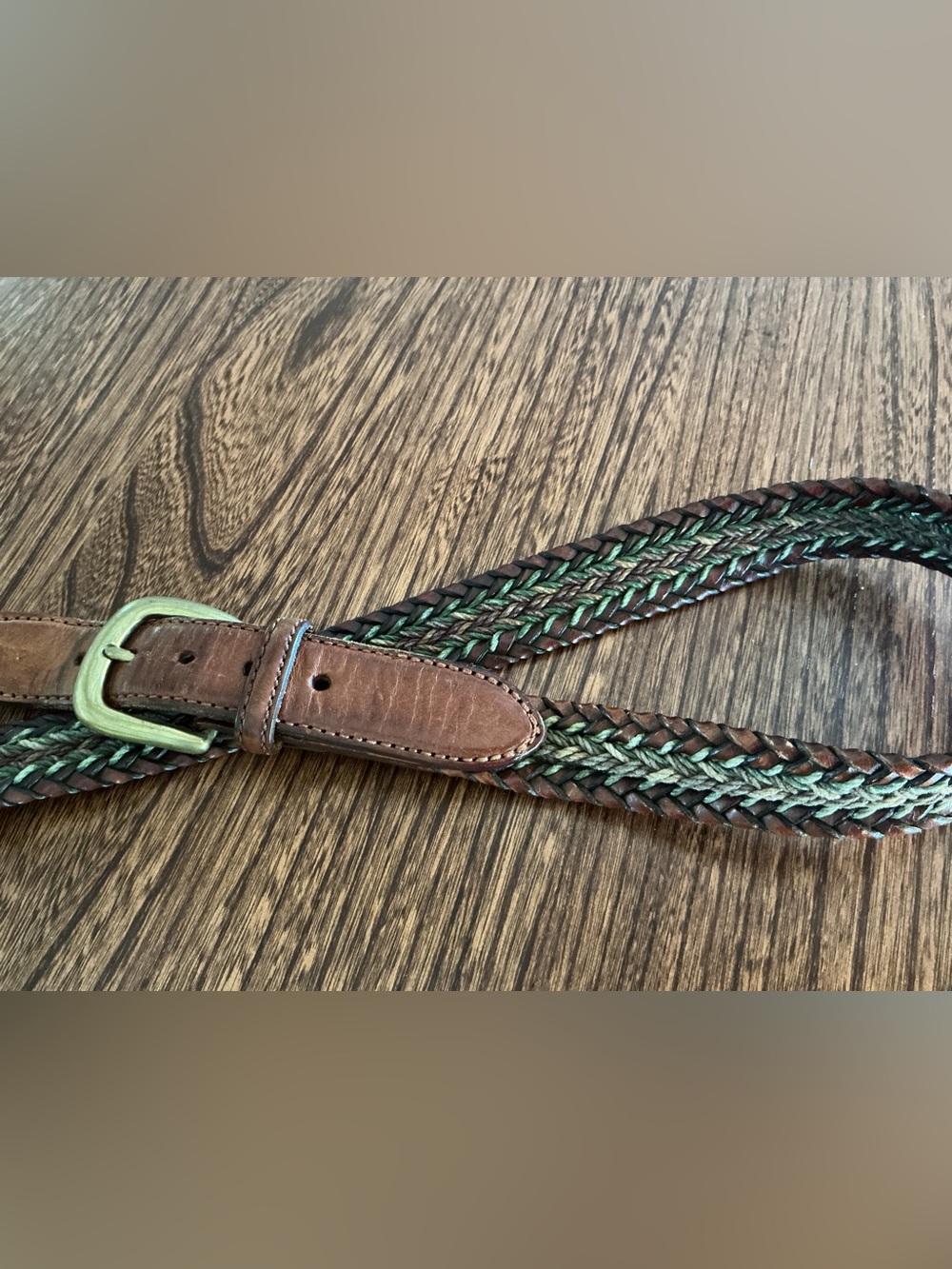 Vintage Brighton Braided Leather and Fabric Cord Belt Brass Buckle Size 42